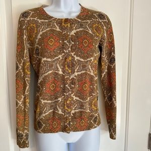 Talbots Lighweight Brown and Orange Grannycore Cardigan